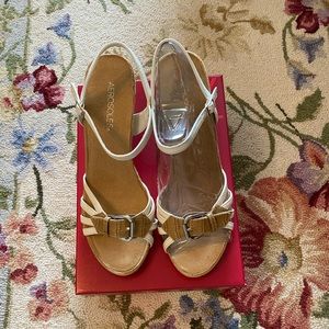 Aerosole sandals beige and white.  Size 9.  New.